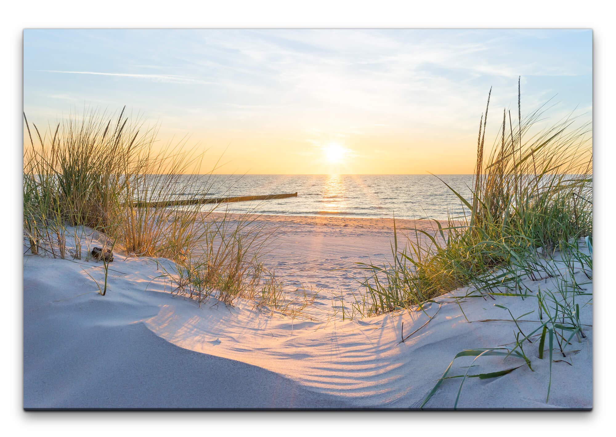 Paul Sinus Art Sonnenuntergang an der Ostsee 150 x 100 cm Inspirierende Fotokunst in Museums-Qualität für Ihr Zuhause als Wandbild auf Leinwand in XXL Format