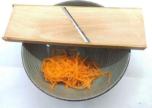 Rallador de madera de acero inoxidable para zanahoria coreana de 3,6 x 11,6 pulgadas, ensalada rusa