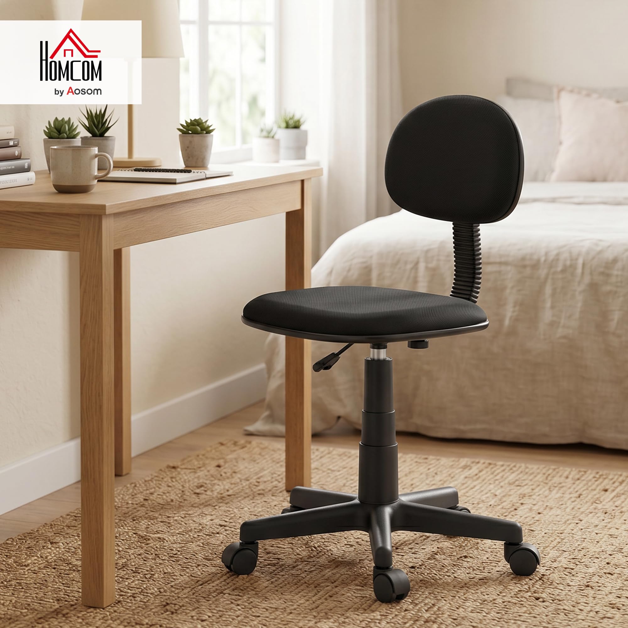 HOMCOM Bürostuhl ohne Armlehnen Höhenverstellbar 43 x 48 x 75-87 cm