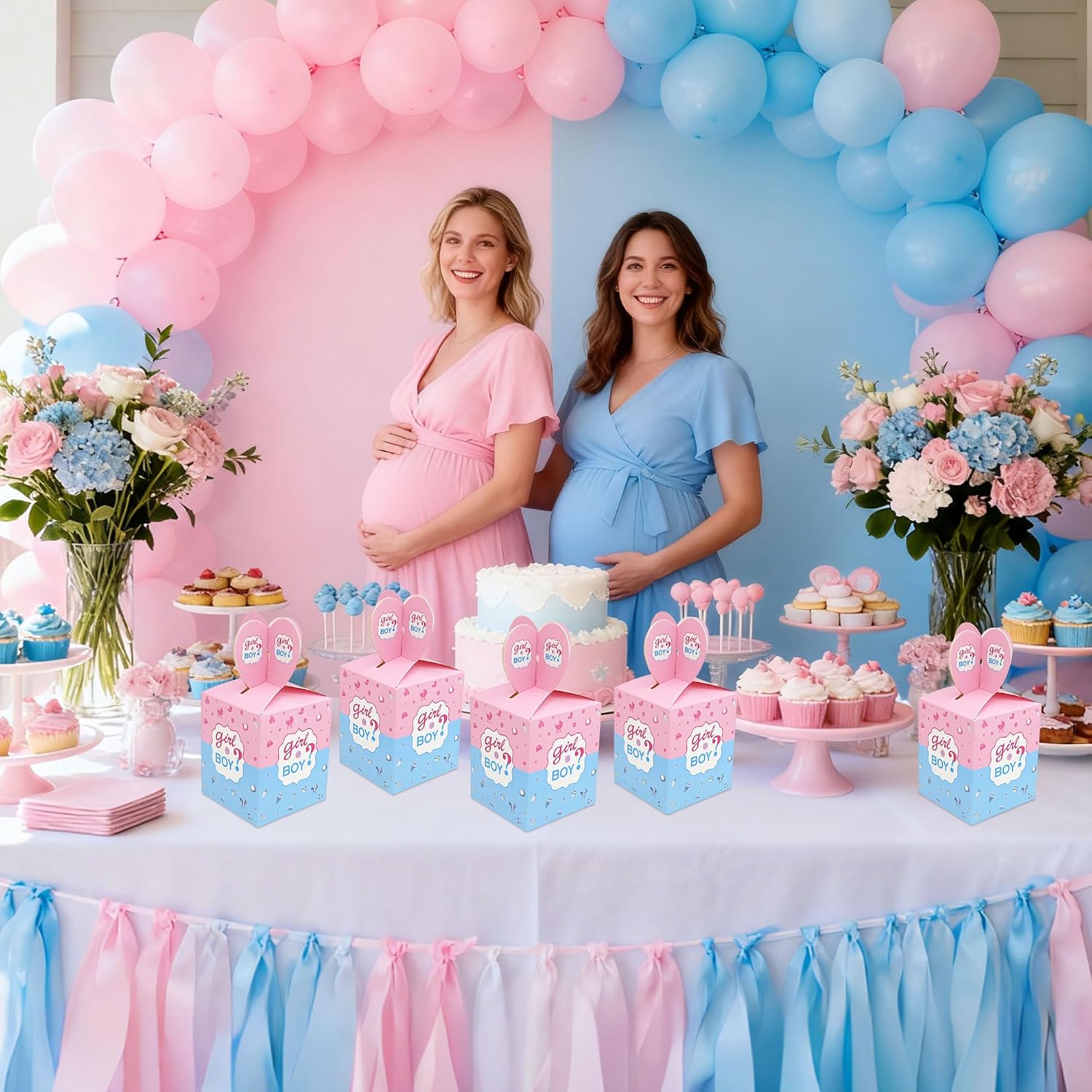 Gender Reveal Party Favors Gift Boxes Pink and Blue Treat Goodie Boxes | 12Pcs Gift Boxes Pink and Blue Treat Goodie Boxes Candy Bags Gender Reveal Party Decor Girl or Boy Party Supplies Baby Shower