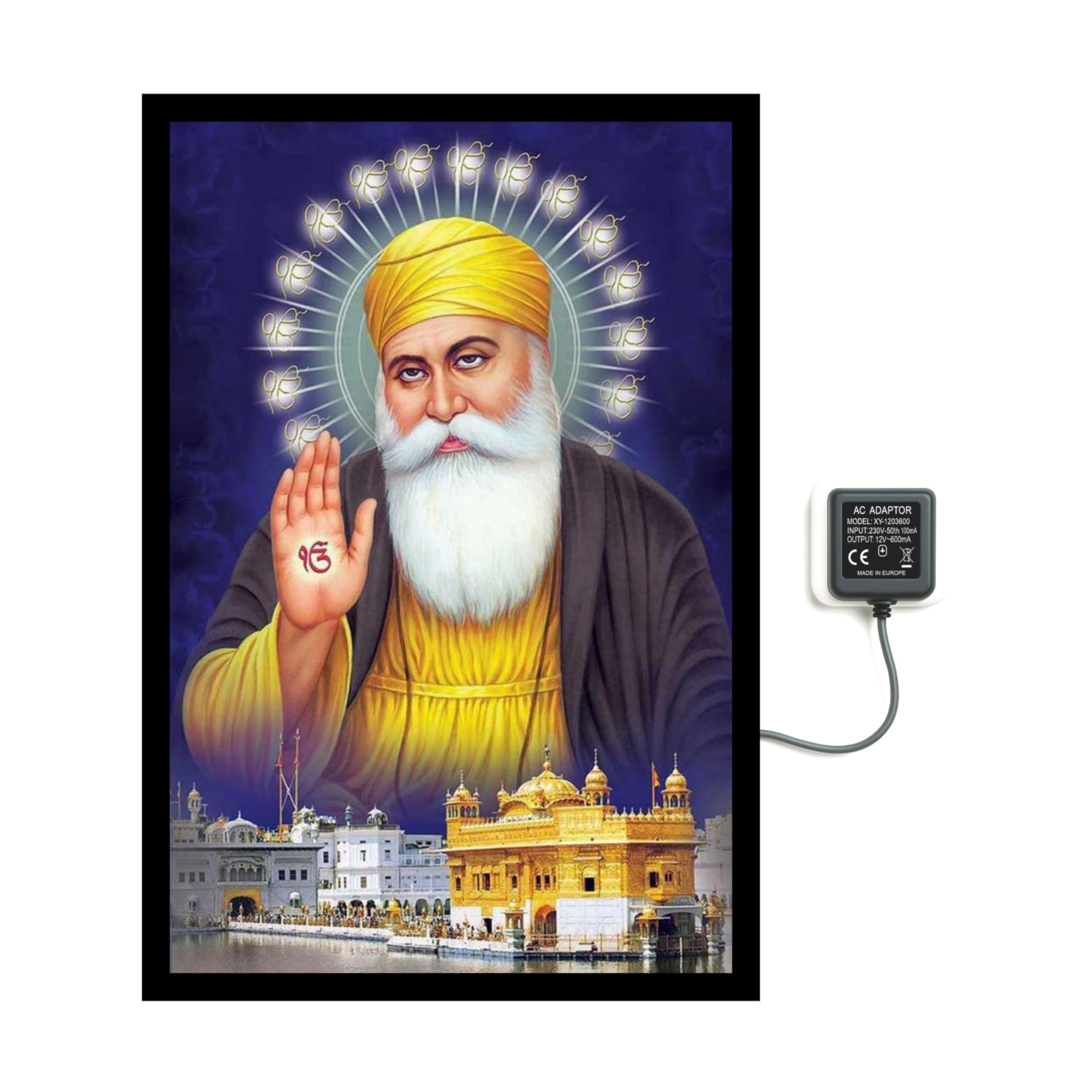 Guru Nanak Dev Ji LED Light Frame, Acrylic Sheet Digital Print, Aluminium Frame, 12x18 Inch, with Adaptor-image-28