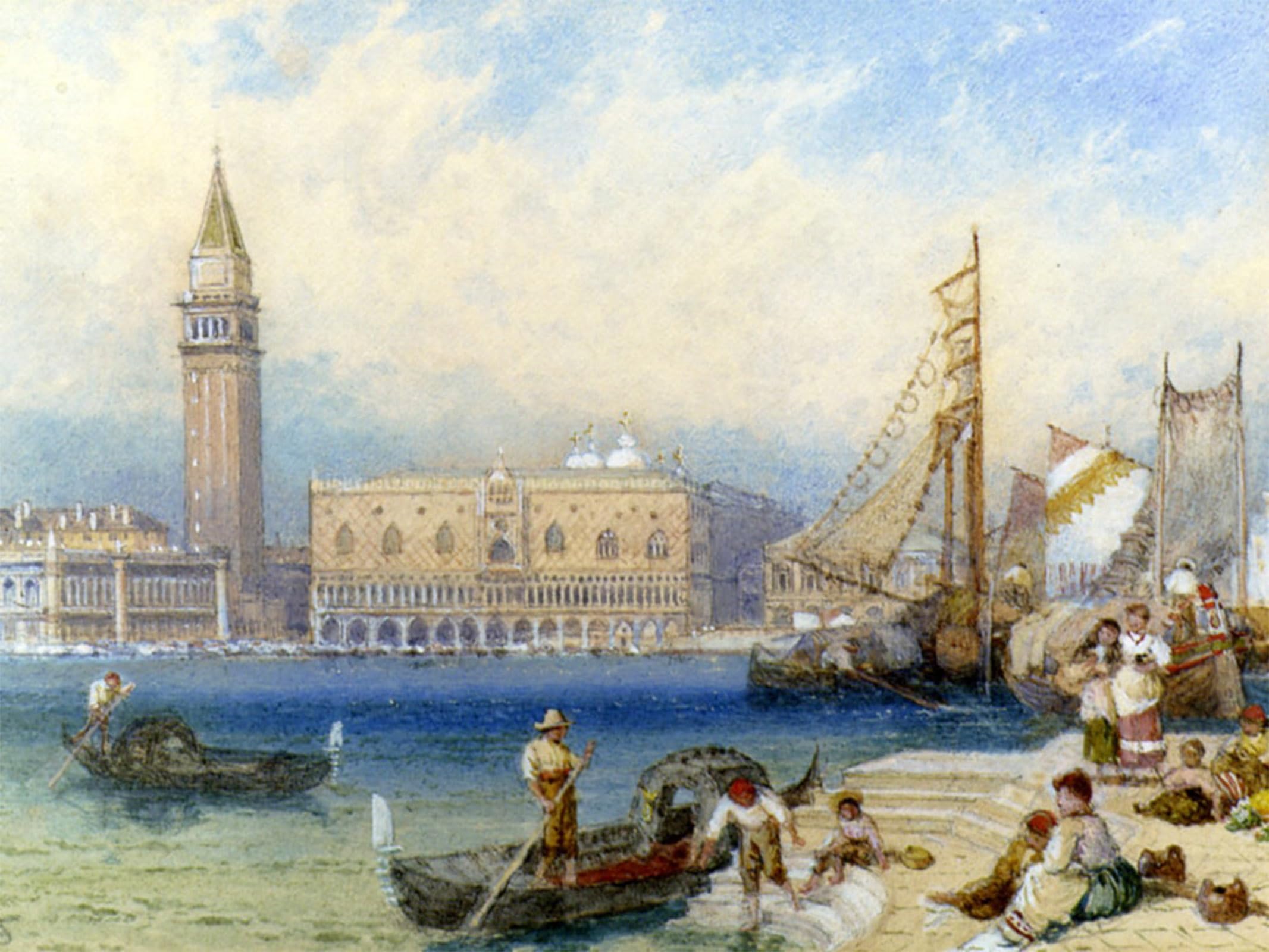 ARTXLXXBN Famous Art Print Poster Vintage Wall Art St. Mark s and the Ducal Palace From San Giorgio Maggiore by Myles Birket Foster R.w.s. Canvas Art Poster for Home Decor 60x90cm