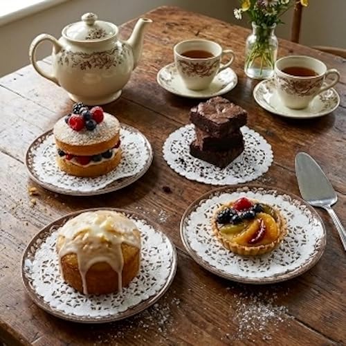 Miniatura 8 de The Baker Celebrations Tapones de encaje de papel redondo blanco (paquete de 100) fabricados en Canadá (5 pulgadas)