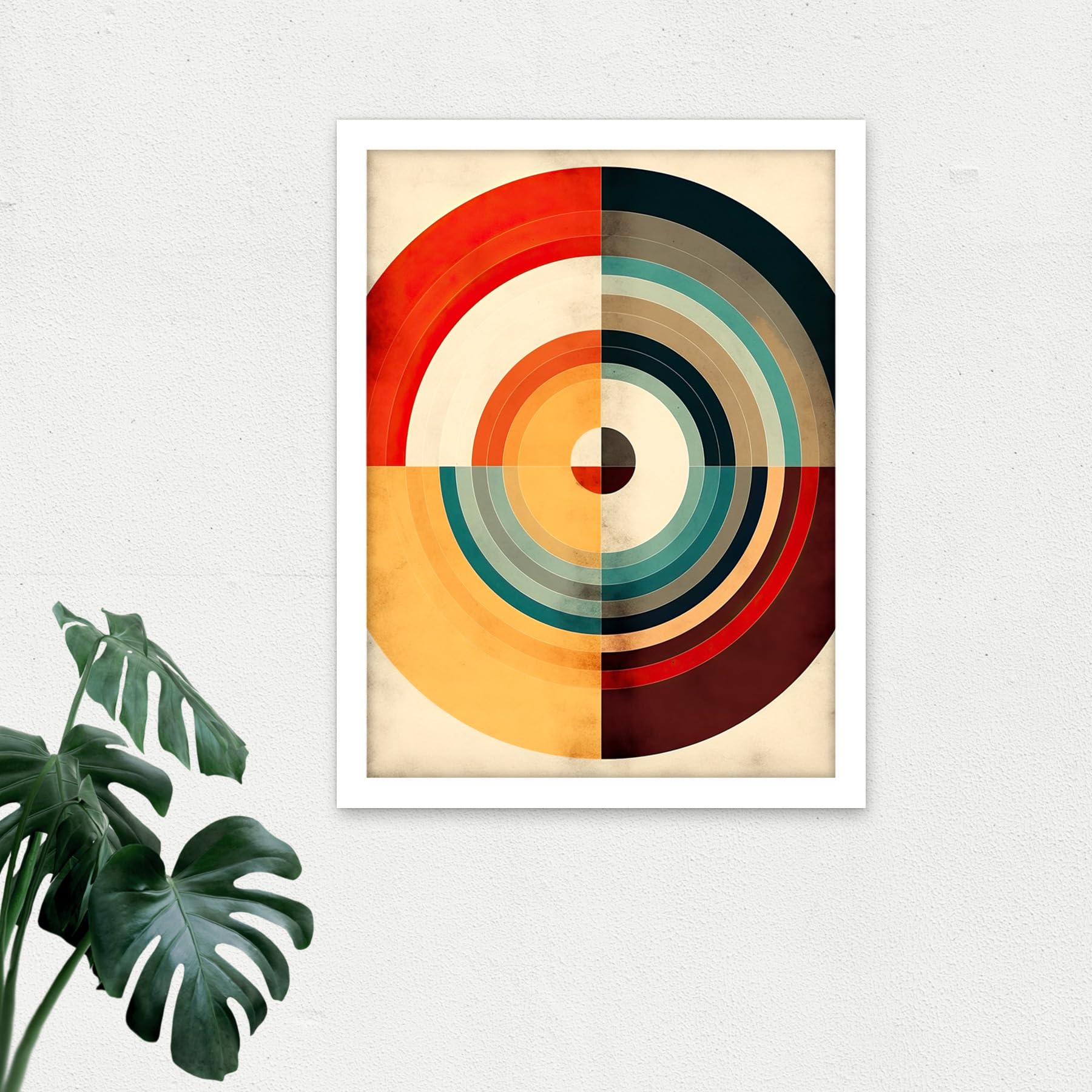 Amazon.de: Artery8 Concentric Circles Bauhaus Style Minimal Colourful  Vintage Artwork Framed Wall Art Print 18X24 Inch
