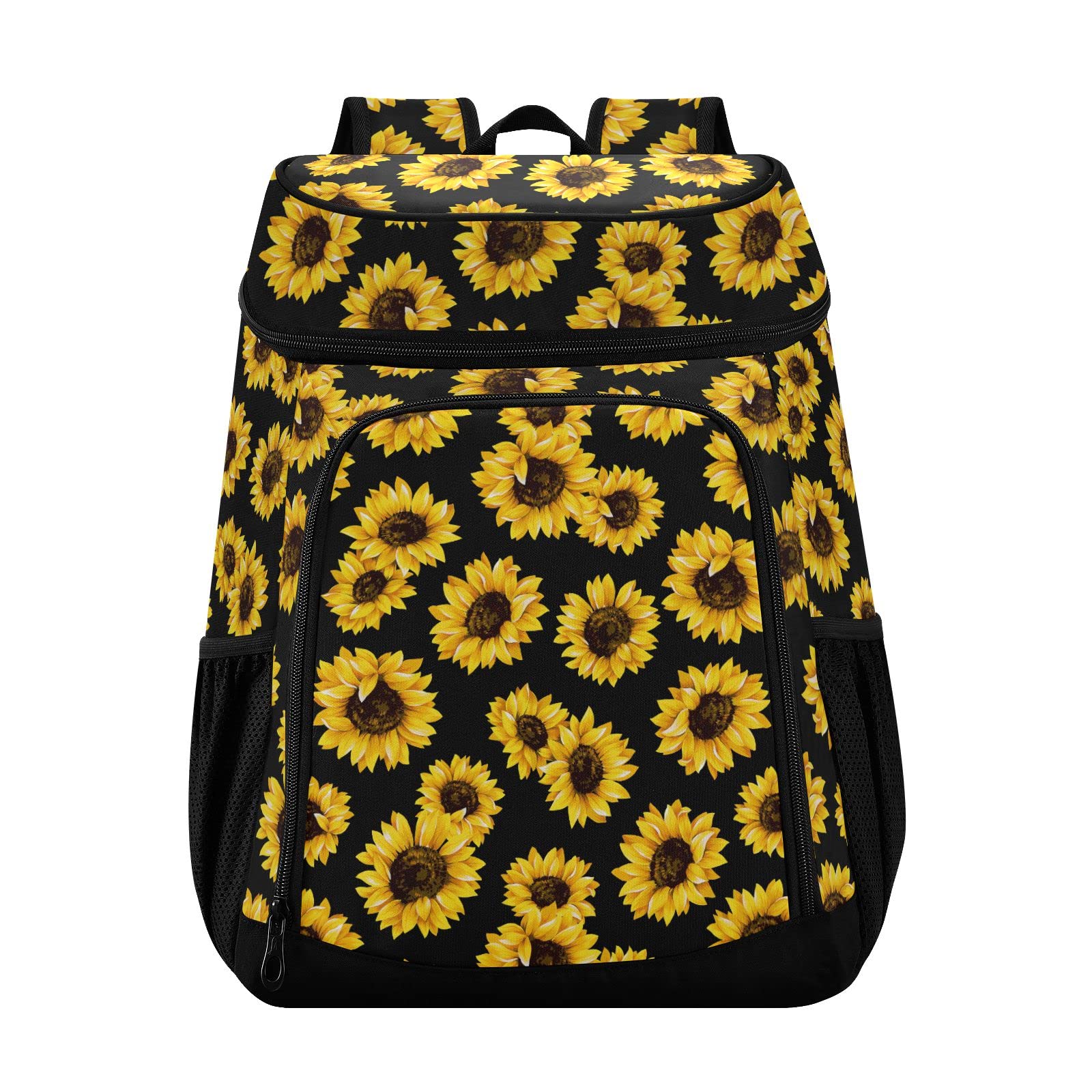 Mochila enfriadora de girasoles amarillos vintage reutilizable de gran capacidad con aislamiento para picnic, senderismo, camping, pesca