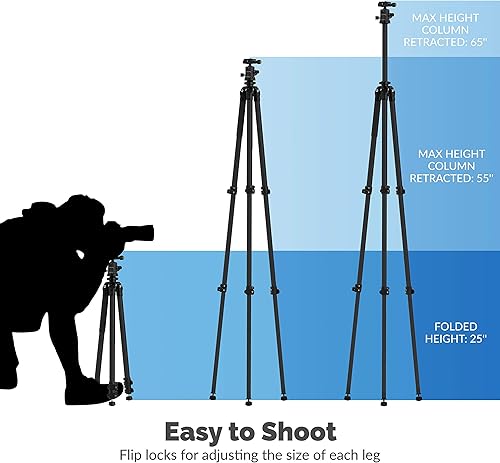 Miniatura 6 de SABRENT Trípode de fibra de carbono de 62 pulgadas con soporte de cámara de 360 grados (TP-CF62)
