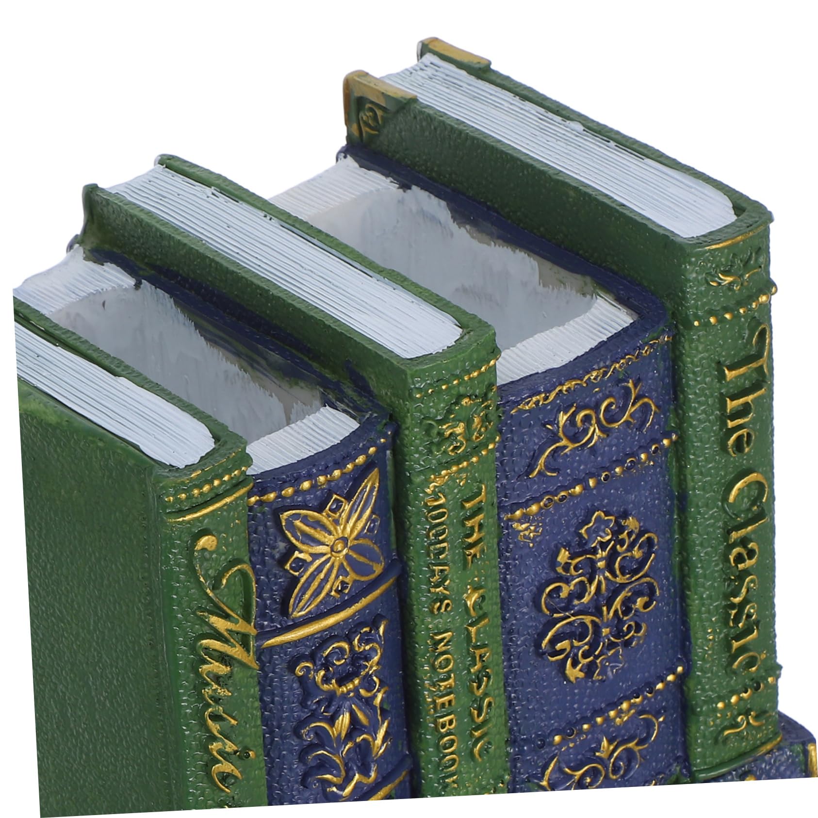 Vintage Buchstiftehalter aus Kunstharz, Grün, Buchförmig
