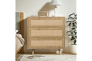 Anmytek 3 Drawer Dresser: Rustic Oak Light Wood Dresser for Bedroom