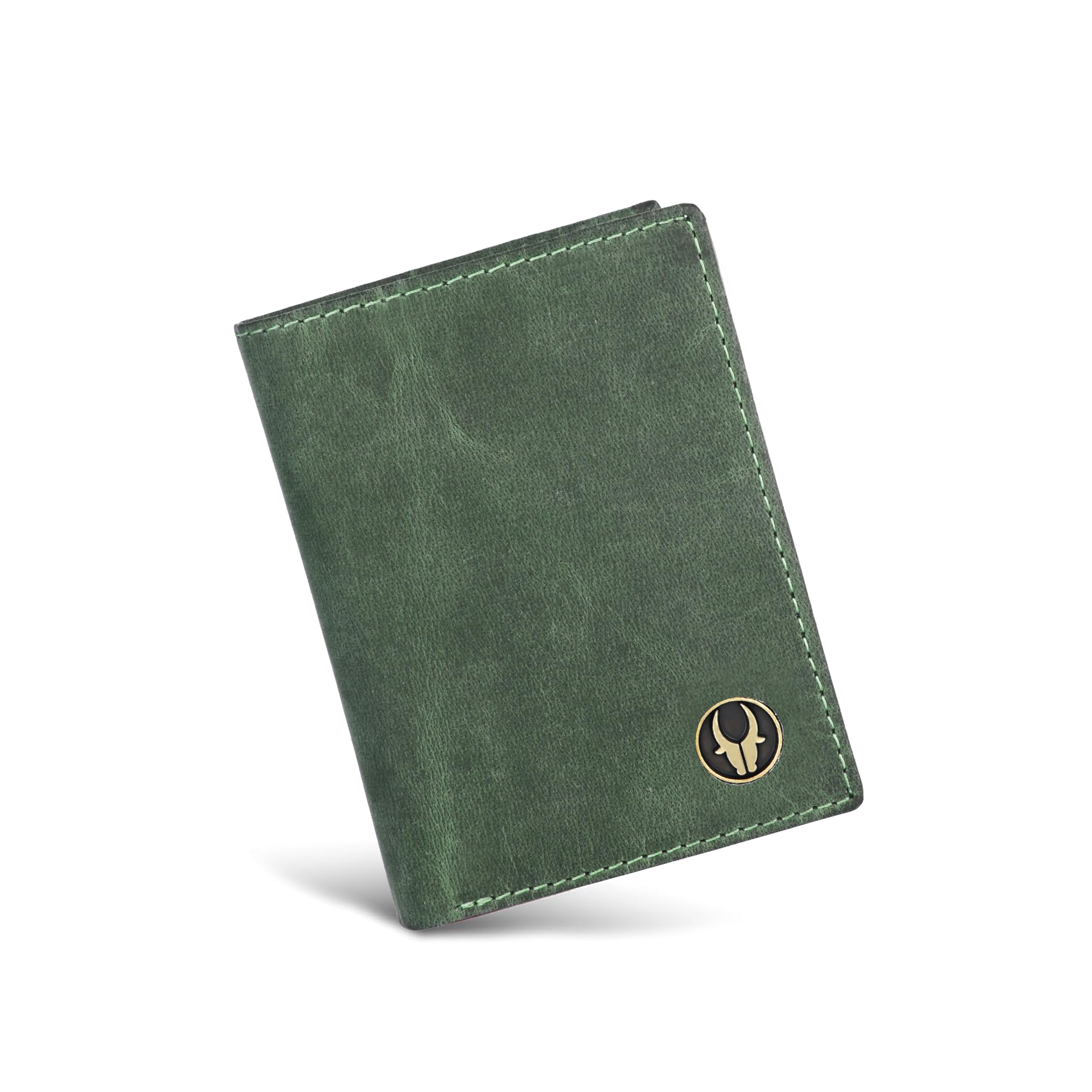 WildHorn RFID Protected Genuine Leather Wallet for Men I 4 Card Slots I 2 Slip Pockets I 1 Currency Compartment (Green Hunter)