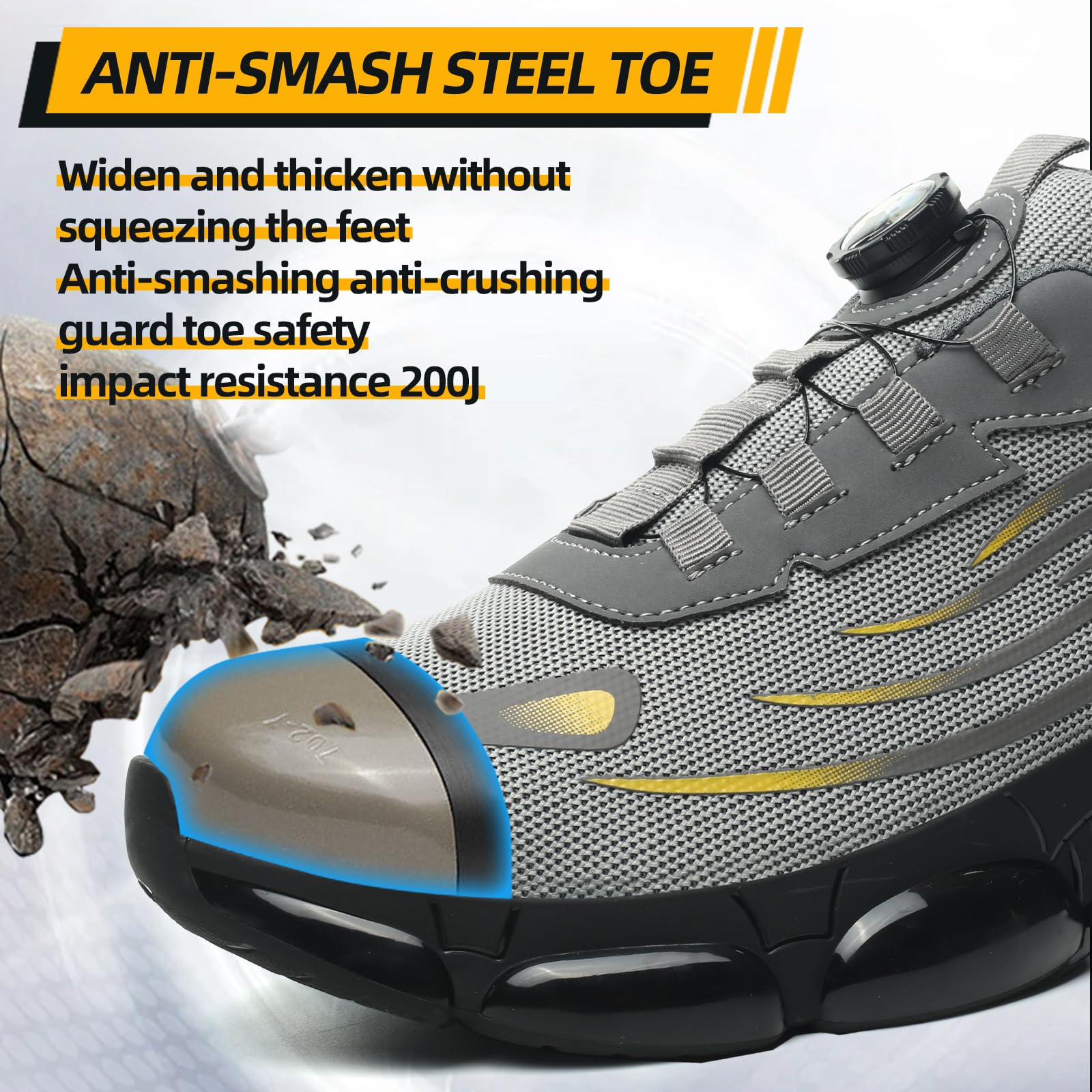 Scarpe antinfortunistiche da uomo e donna, comode, leggere, con puntale in acciaio, scarpe da lavoro, antiscivolo, con cuscinetto d'aria