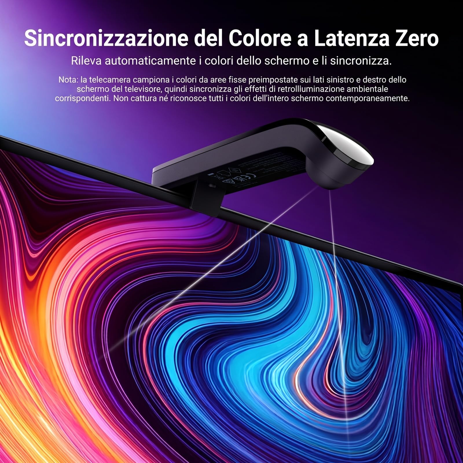 NEEWER BASICS Retroilluminazione LED per TV 75"-85",Striscia LED RGB 5m con Sensore Cambio con TV, On/Off Programmato,Sinc del Colore a Ritardo Zero,Sinc Musicale,24 Effetti Scena,Controllo App,NS03
