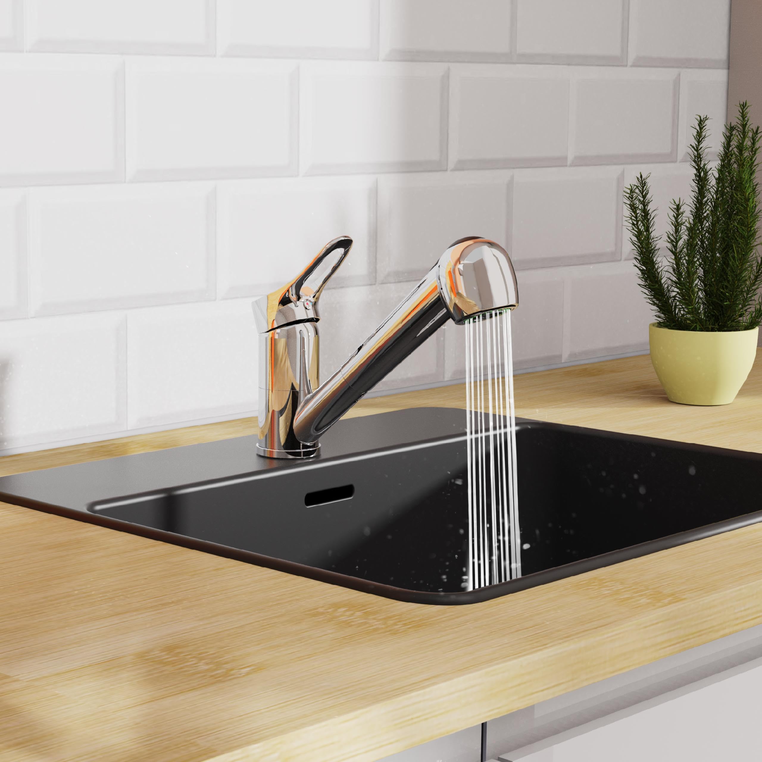 EISL NI183VECR VERONA Wasserhahn Küche ausziehbar, Spültischarmatur mit Geschirrbrause, Küchenarmatur mit 2 Strahlarten, 90° schwenkbarer Mischbatterie, Chrom