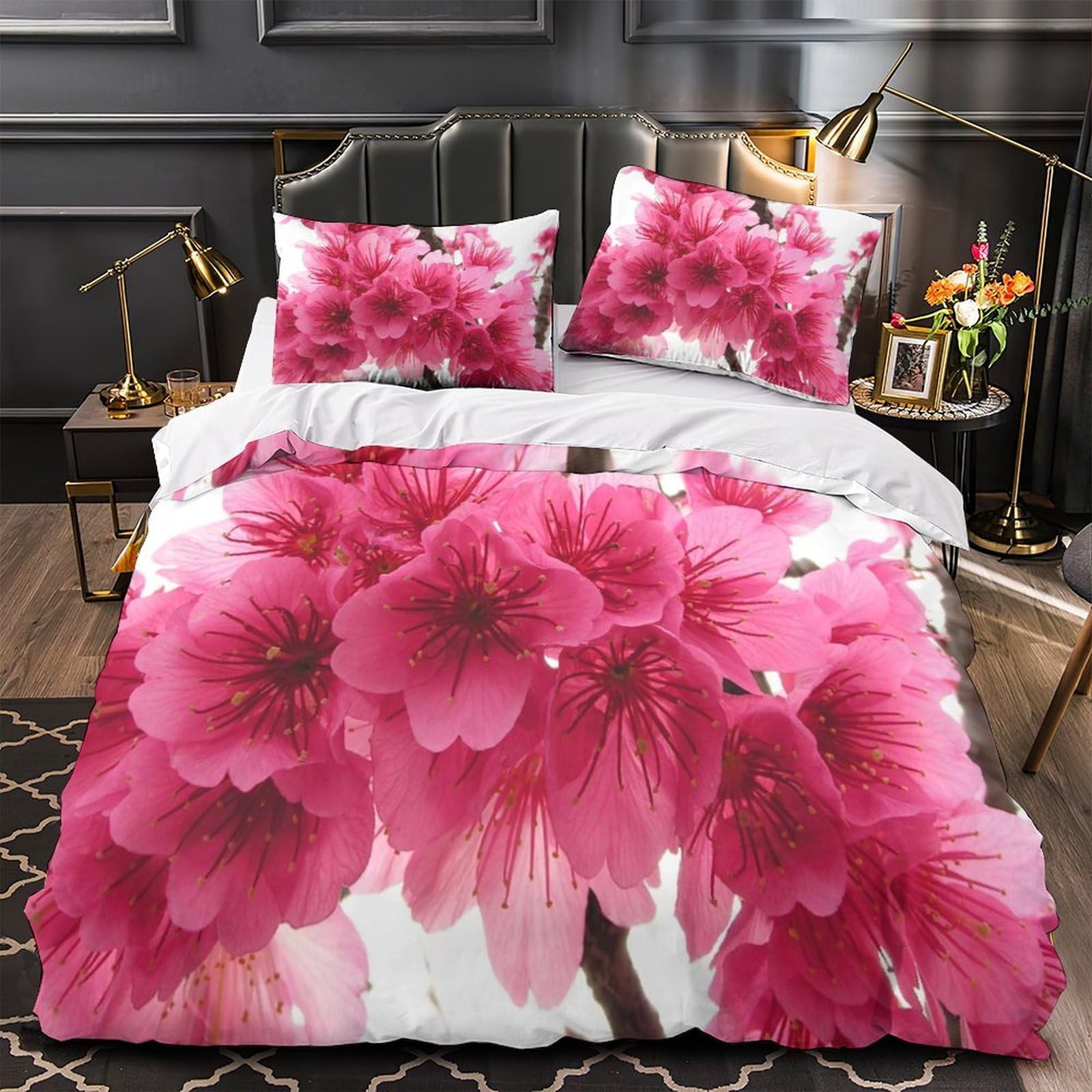 Parure de lit bulles roses avec housse de couette microfibre confortable pour lit double