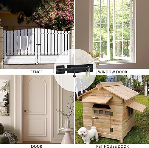 Miniatura 7 de Alise Pestillo de puerta deslizante con candado, pernos de barril resistentes de 6 pulgadas, herrajes de puerta de doble cara para valla de madera,