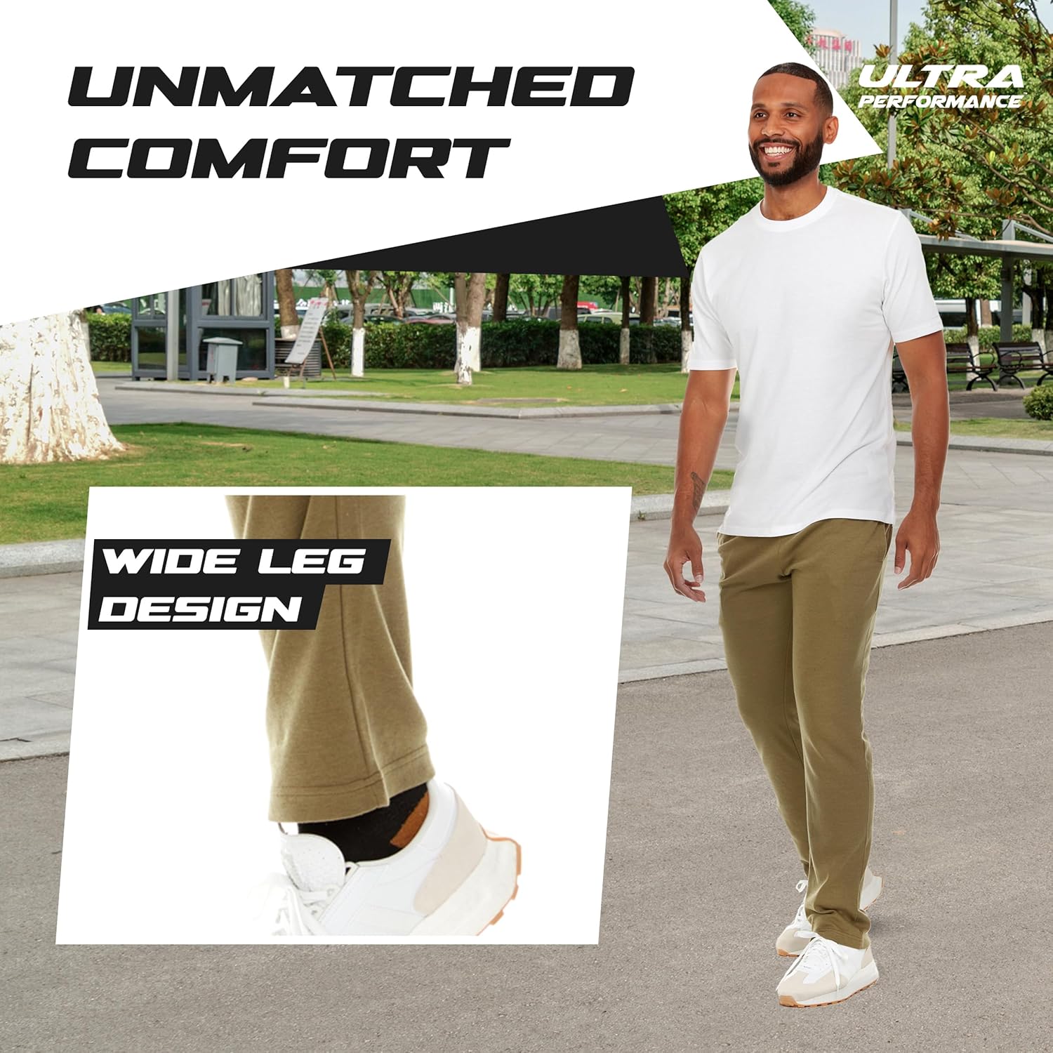 Ultra Performance 3 Pack Mens Sweatpants, Wide Leg Open Bottom Lounge Sweat Pants for Men - Image 3