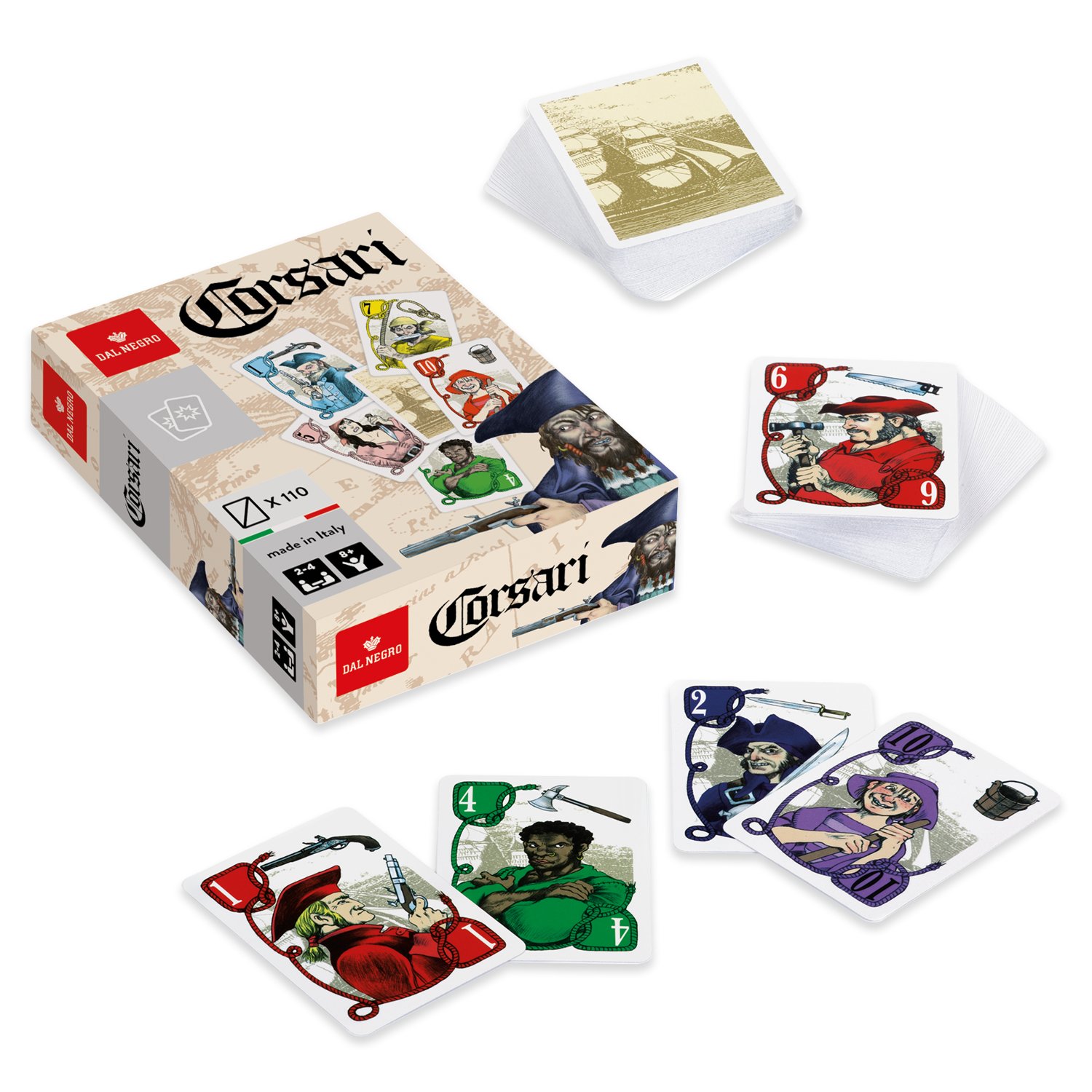 Dal NegroBlack- Black-53443 Corsari Card Game, Multicoloured (53443)