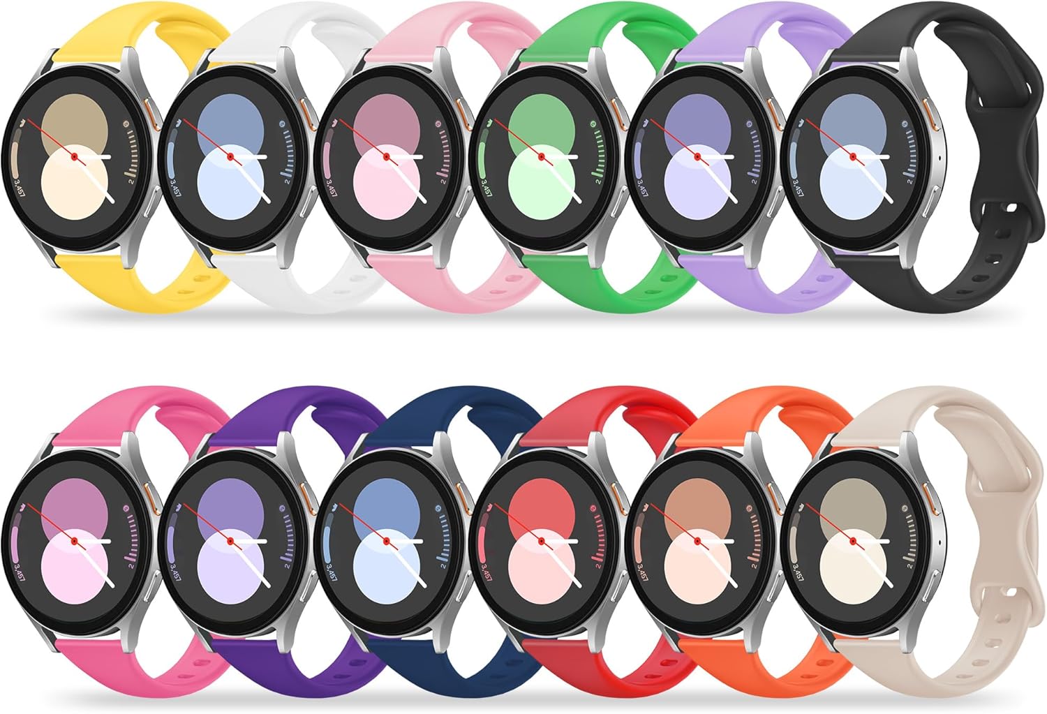 Slim Bands Compatible with Samsung Galaxy Watch 7 6 5 4 FE 40mm 44mm/6 4 Classic 43mm 47mm 42mm 46mm/5 Pro 45mm/Active 2 Band, 20mm Soft Silicone Narrow Thin Strap for Women Men