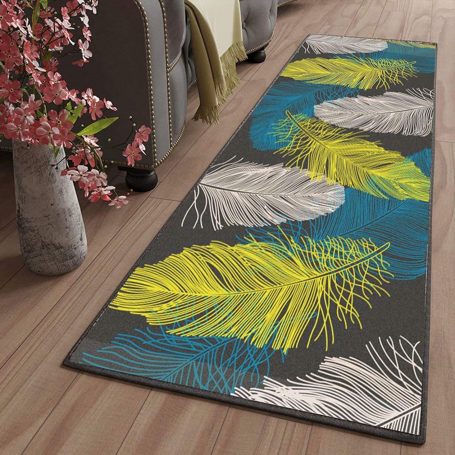 Tapis de couloir moderne 40x160cm lavable et anti-glisse