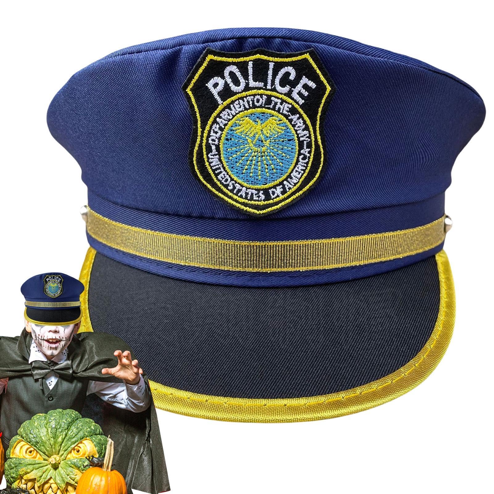 Cappello Da Poliziotto Per Bambini – In Poliestere Traspirante, Circonferenza 54 Cm, Con Distintivo E Finiture Dorate, Per Carnevale E Feste In Maschera