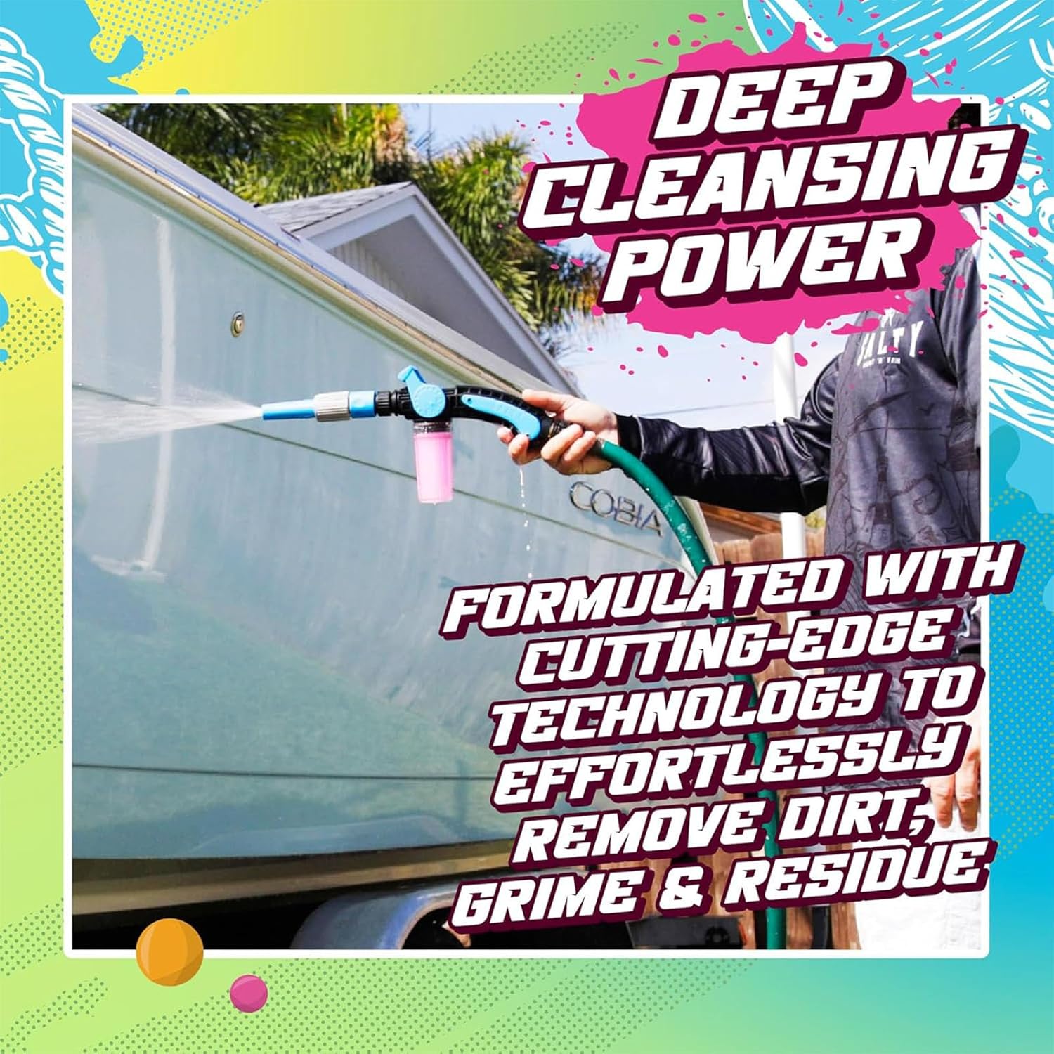 Salty Captain Boatie Wash N Wax - (Bubble Gum Scent) Foaming Car & Boat Wash and Wax Concentrate, Cleans Away Salt, Marine Residue, Dirt | pH Balanced
