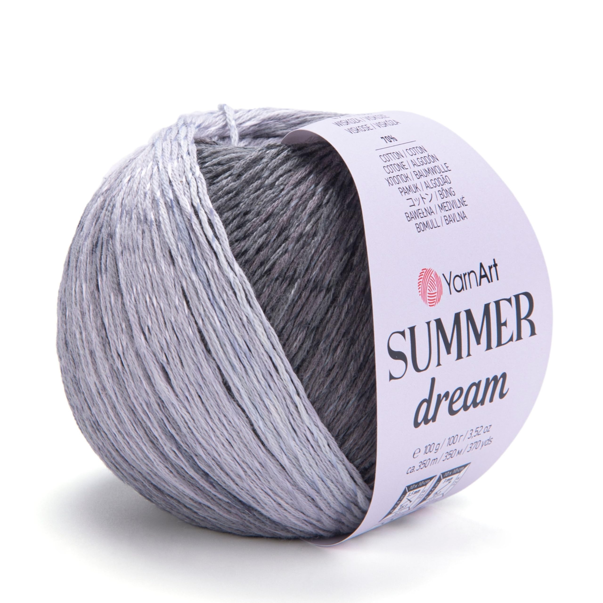 YarnArt Summer Dream Yarn 383 yd Fine Cotton Viscose, 70% Cotton 30% Viscose, Lightweight Knitting Yarn, Crochet Yarn for Summer Tops, Shawls, Cardigans, Baby Clothes & Accessories (4316, Pack of 1)