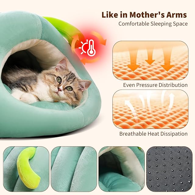 Foto 6 de 6 de PETCUTE Cama Cueva de Felpa para Mascotas Pequeñas,Camas para Gatos y Perros,Cama Cueva para Mascotas…