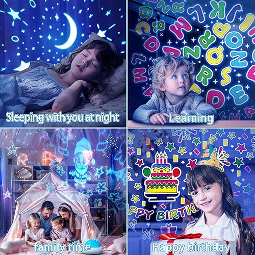 Miniatura 5 de Proyector de luz nocturna, proyector de estrellas para techo, 8 juegos de películas y luz nocturna de rotación de 360 grados para niños, proyector