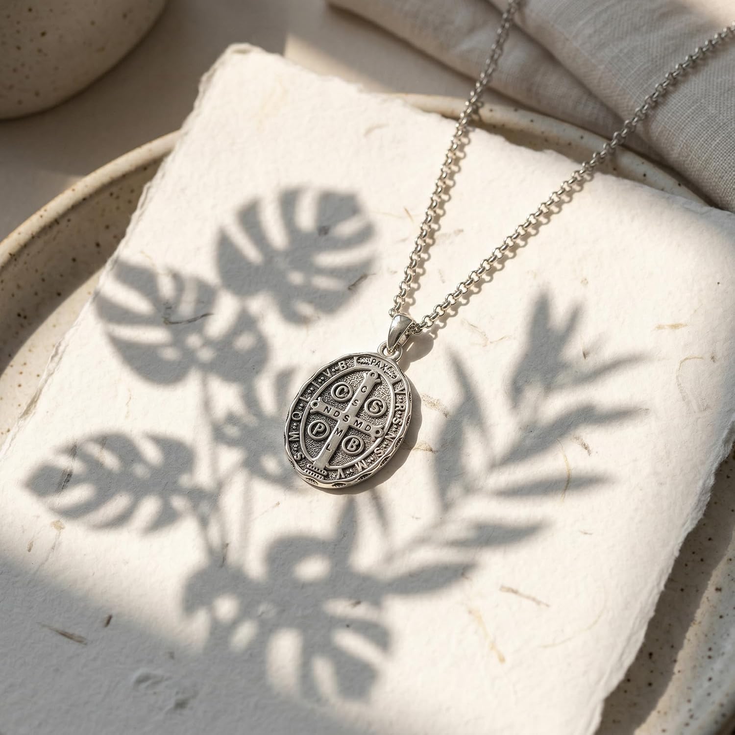 St Benedict Medals Necklace Saint Benedict Pendant Necklace Catholic Jewelry Gifts for Men Women