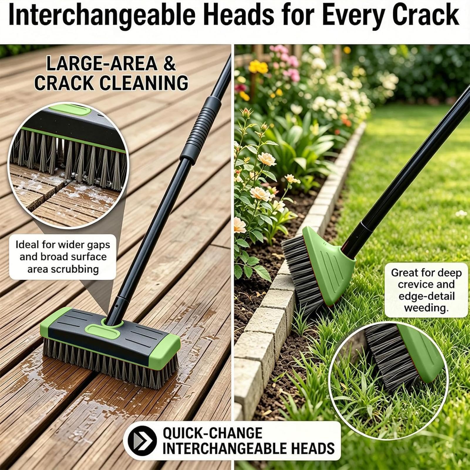 Outil pour enlever l'herbe Brosse nettoyante avec poignée réglable