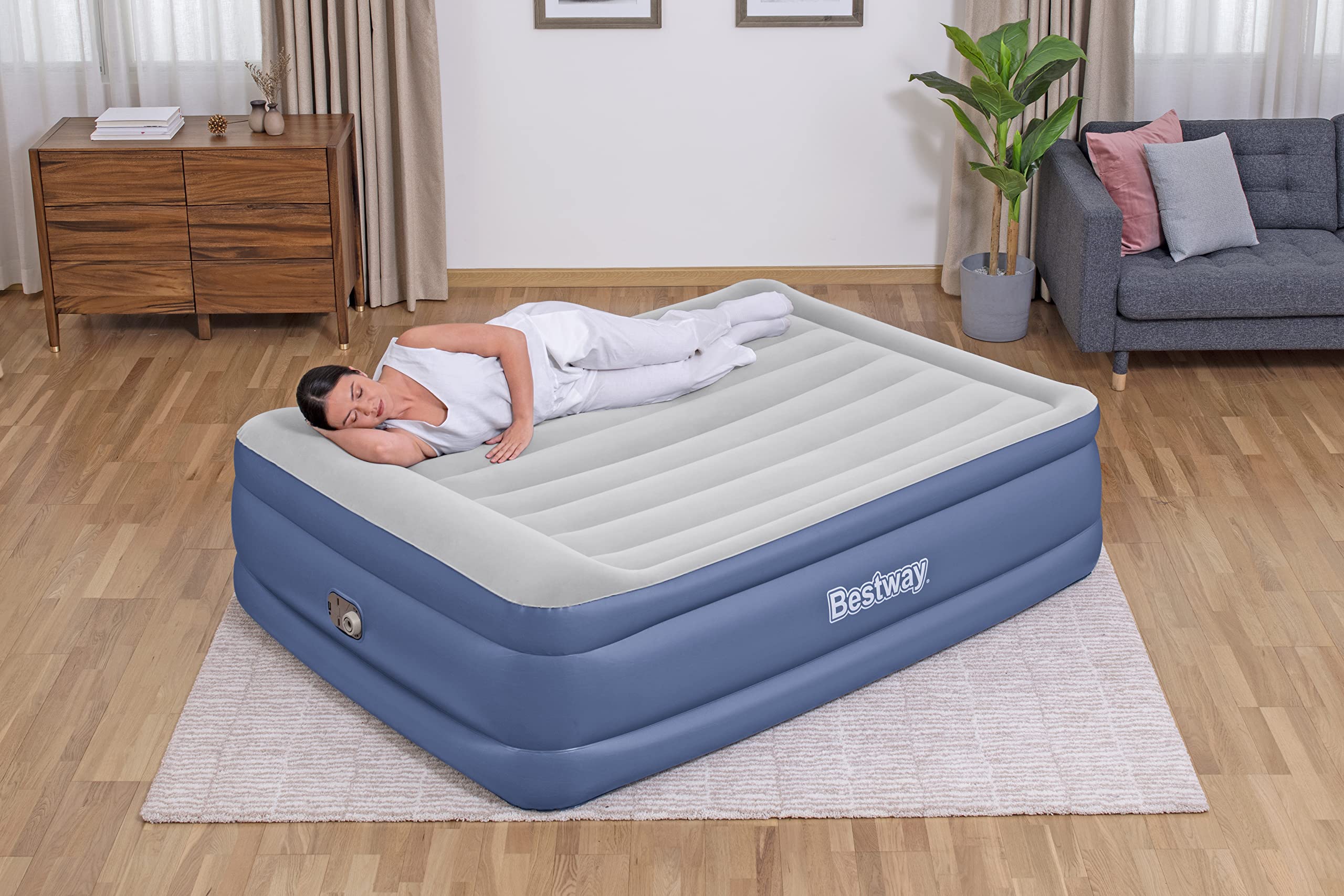 Bestway 80" x 60" x 22"/2.03m x 1.52m x 56 cm Tritech Air Mattress Queen Built-in AC Pump