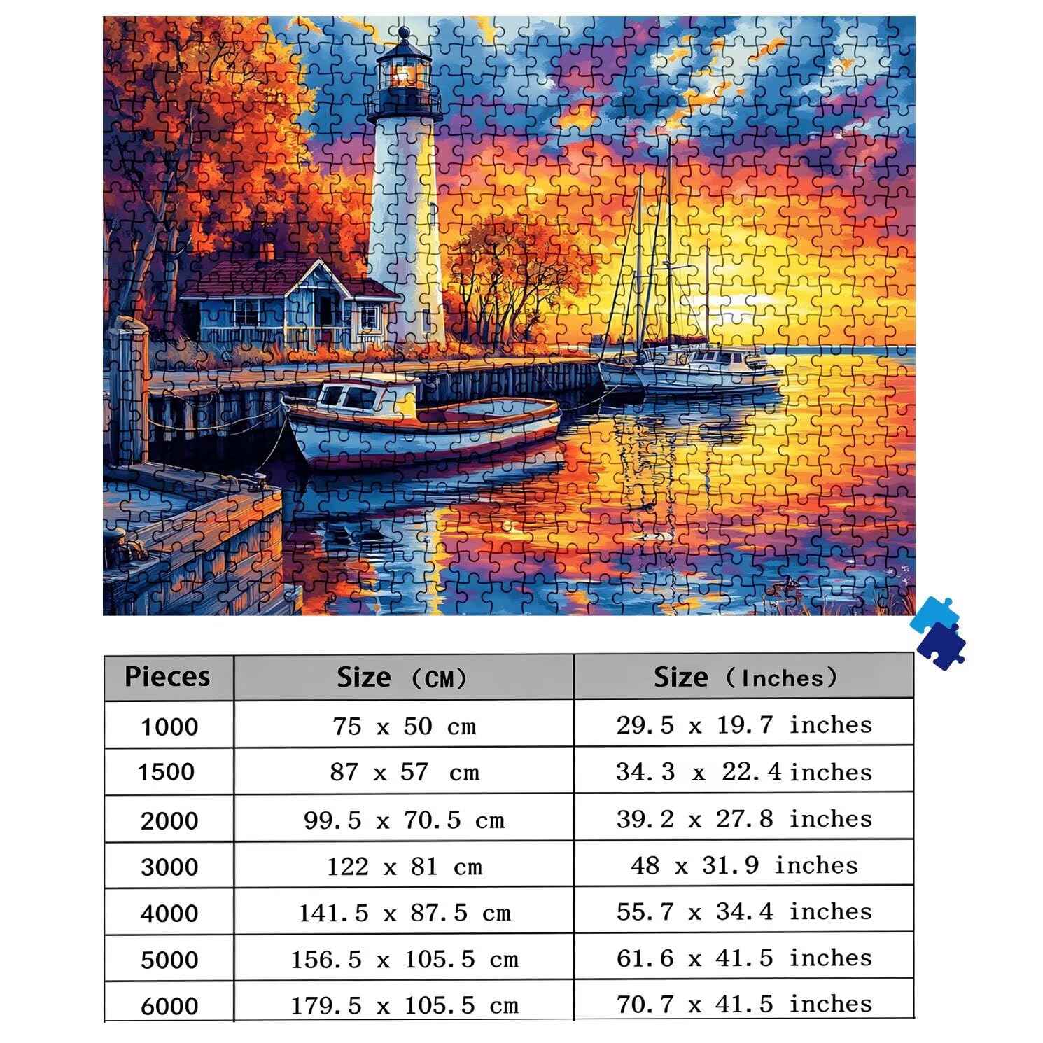 Puzzle 1500 Teile, Holzpuzzle Erwachsene - Impossible Puzzle 87 x 57 cm niffliges Denkspiel & Denksport für Frauen & Männer, Familienspiel, Geschenk für Frauen Sonnenuntergang Leuchtturm-2 w0-511