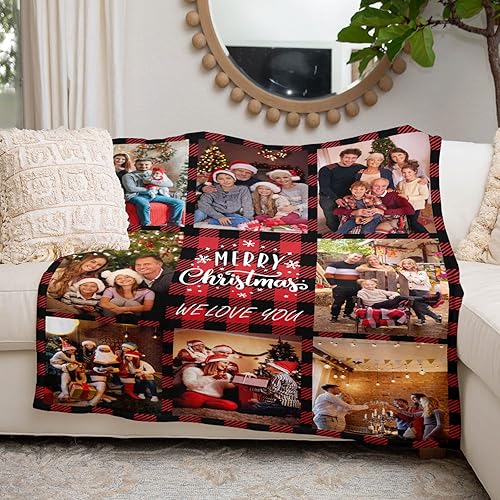 Miniatura 5 de Mantas personalizadas de Feliz Navidad, regalos personalizados de Navidad con tus propias fotos, manta de fotos personalizada como regalo para mamá,