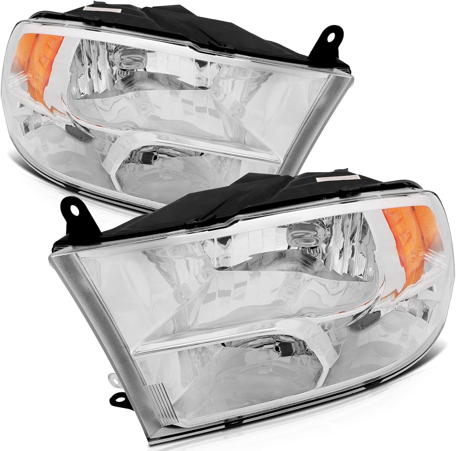 Pair of Headlight Assembly Fit for Dodge Ram 1500 2009-2010,for Dodge Ram 2500 3500 2010,for Ram 1500 3500 2011-2018,for Ram 1500 Classic 2019-2020,for Ram 2500 10-18 Headlamp Chrome Housing