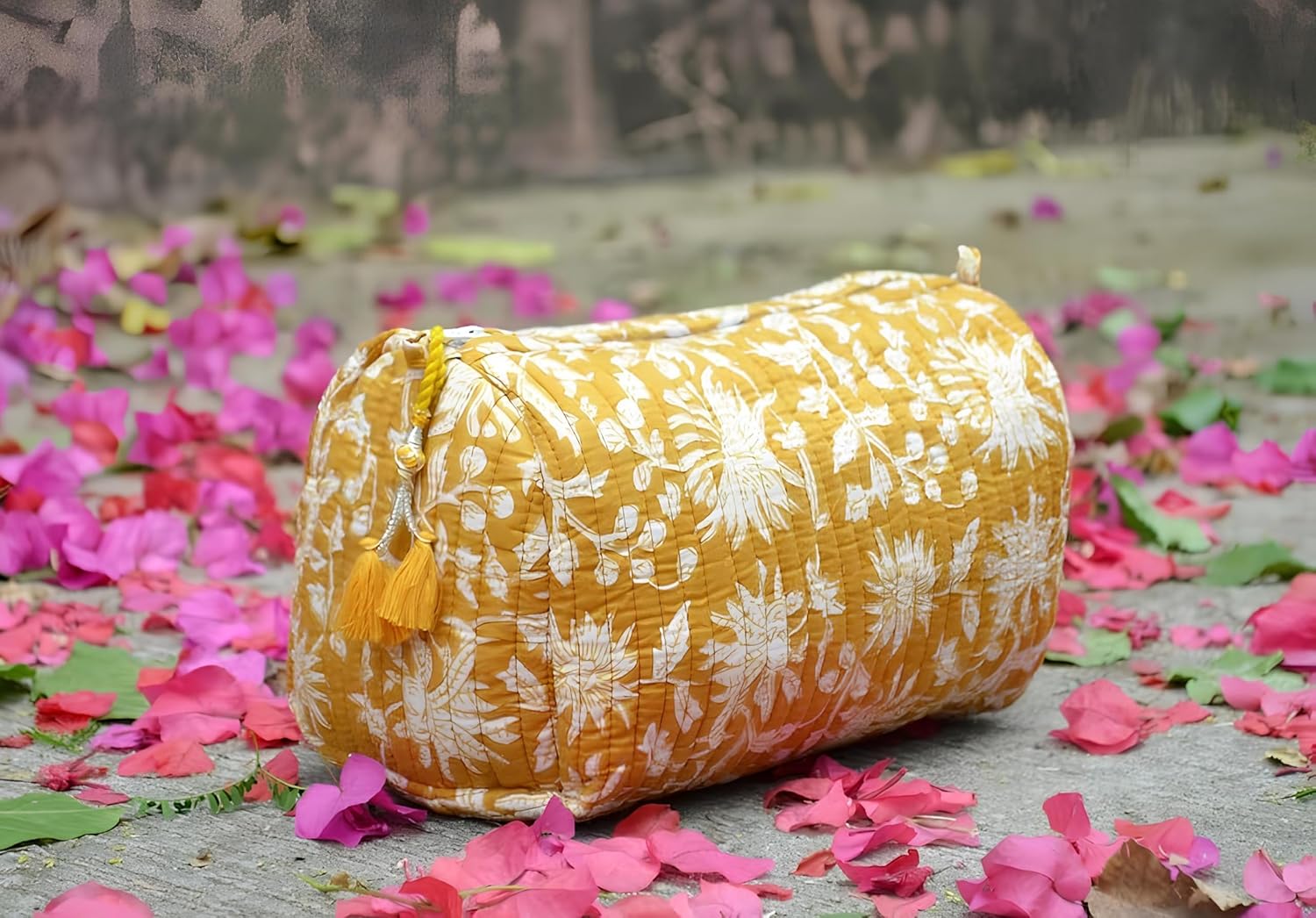 INDACORIFY 100% Cotton Block Print Cosmetic Toiletry Bags Boho Beauty Toiletry Kits Travel Case Pouch for Women's Printed Cotton Tote Bag (Pattern- 24) - Image 6