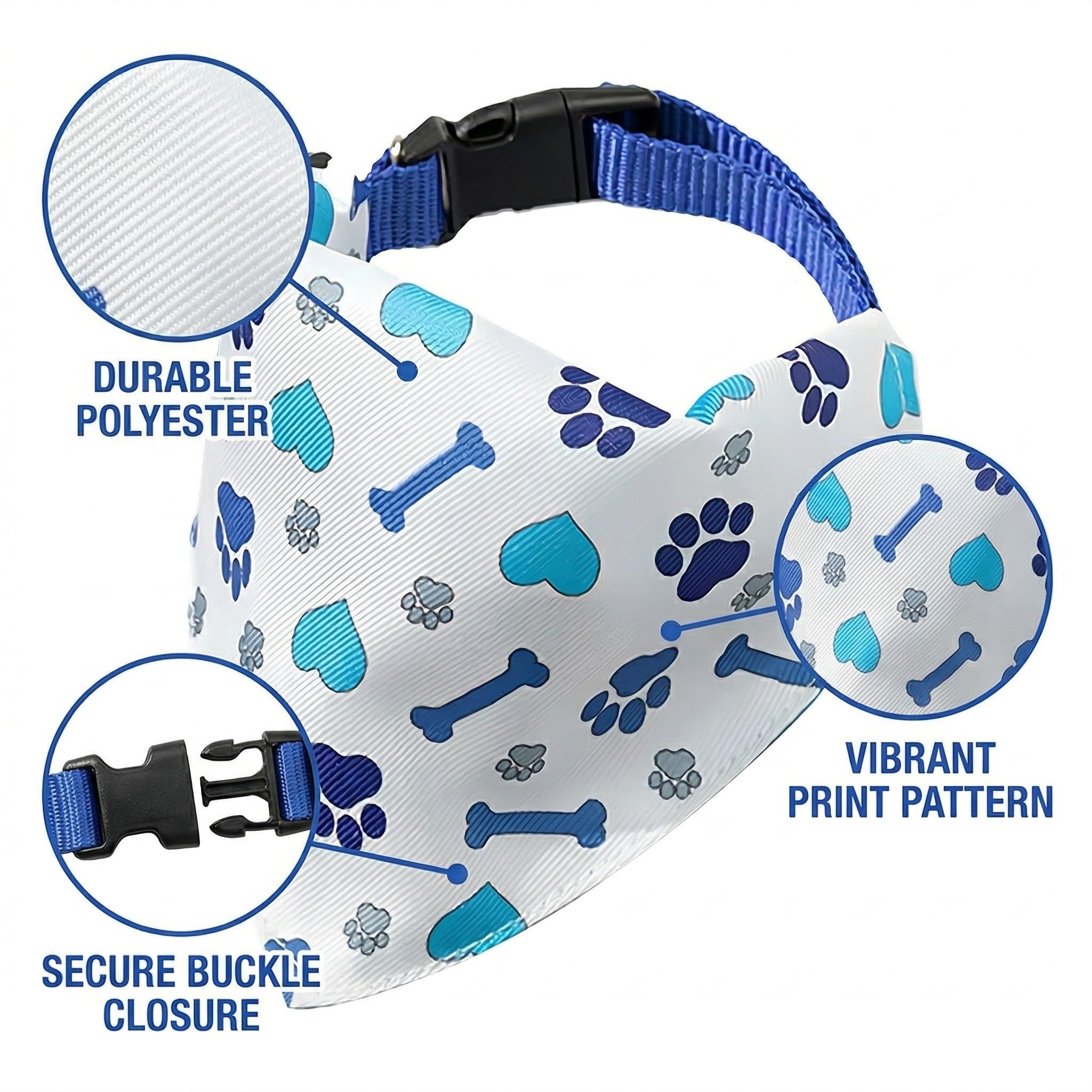 Bandana Triangolare per Cani Piccoli Medi con Motivo Osso Cuore Poliestere
