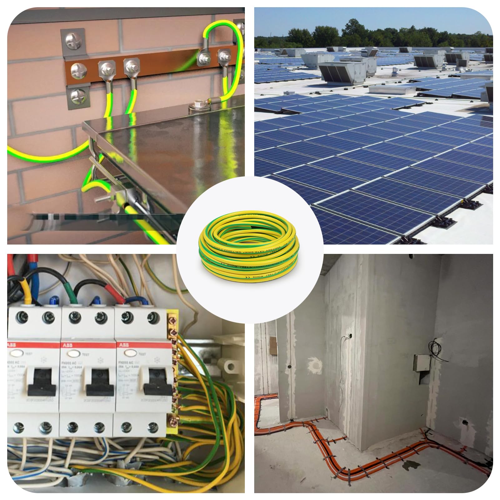 LightingWill Câble de terre flexible en PVC vert et jaune 30 m, 1 x 6 mm², 6 mm², pour applications de mise à la terre et installations électriques