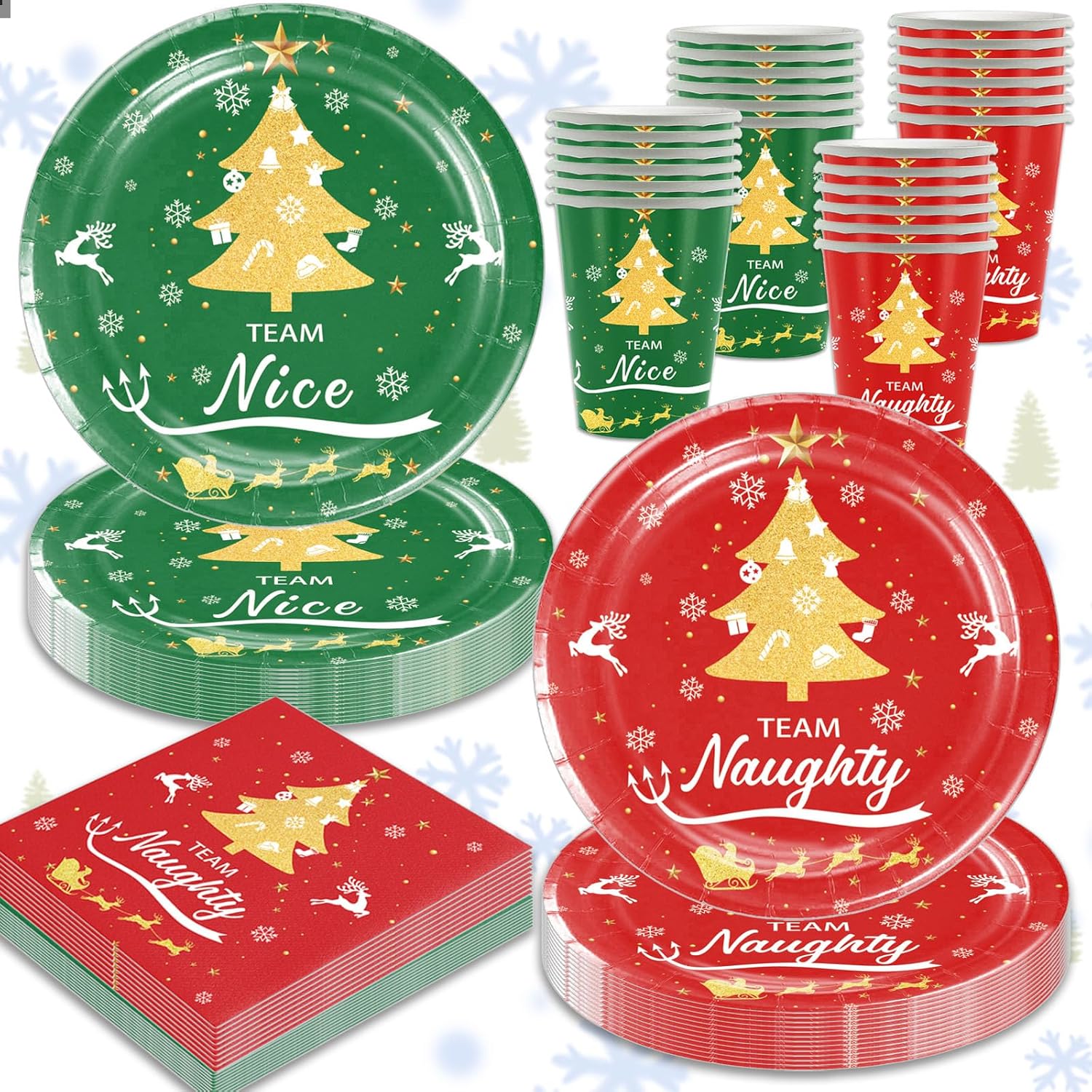 HABDJILTY 120pcs Christmas Party Supplies,Christmas Plates