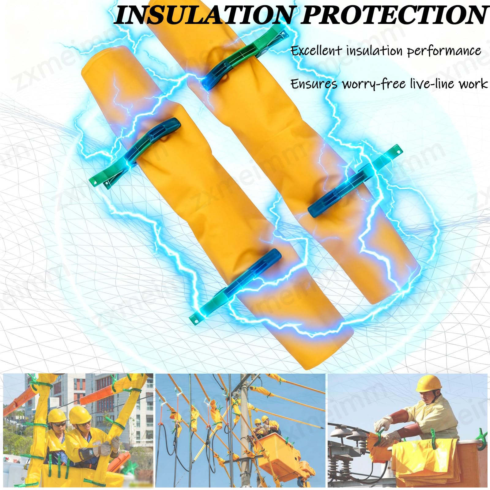 Tapete de trabajo de seguridad para electricistas, manta de resina aislante de alto voltaje con grandes clips aislantes, nominal 0,4/10 KV, 100 cm x 100 cm para protección eléctrica