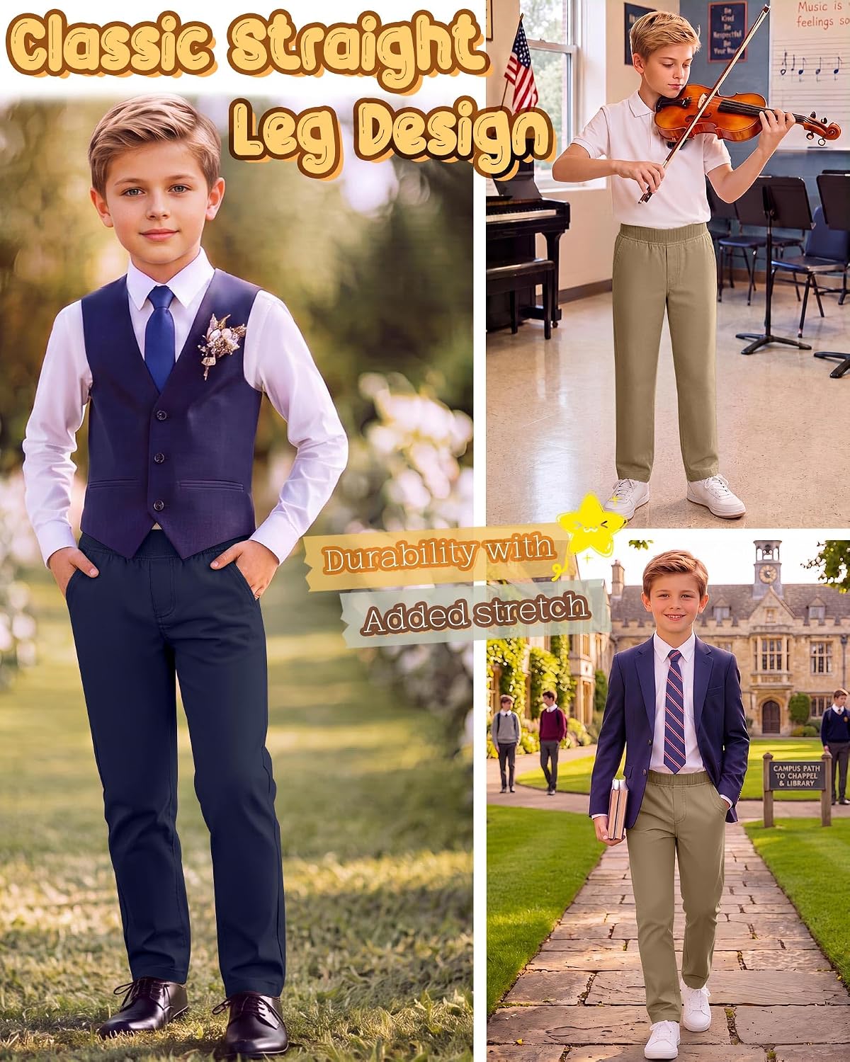 2 Pack Boys School Uniform Pants, 2-Color, 7-8 Years