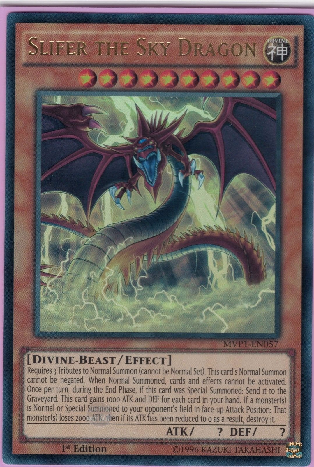 yu-gi-oh YuGiOh MVP1-EN057 1st Edition Slifer the Sky Dragon Ultra Rare Card Single Card