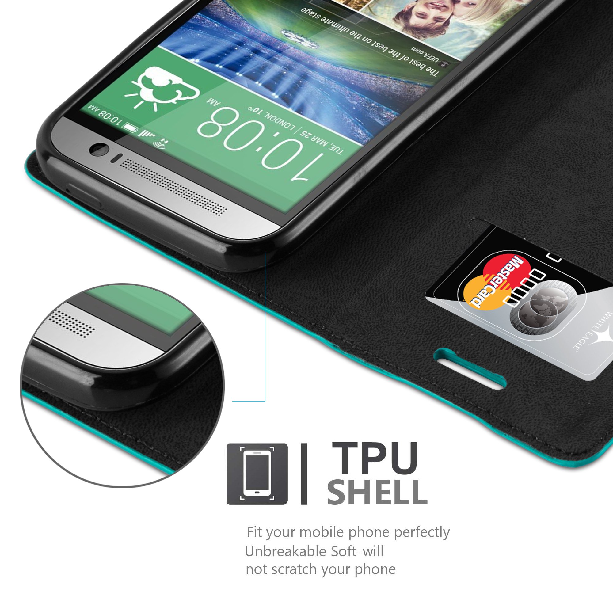Cadorabo Custodia per HTC U ULTRA in NERO DI NOTTE - Protezione in Stile Flip con Chiusura Magnetica - Case Cover Wallet Book Etui
