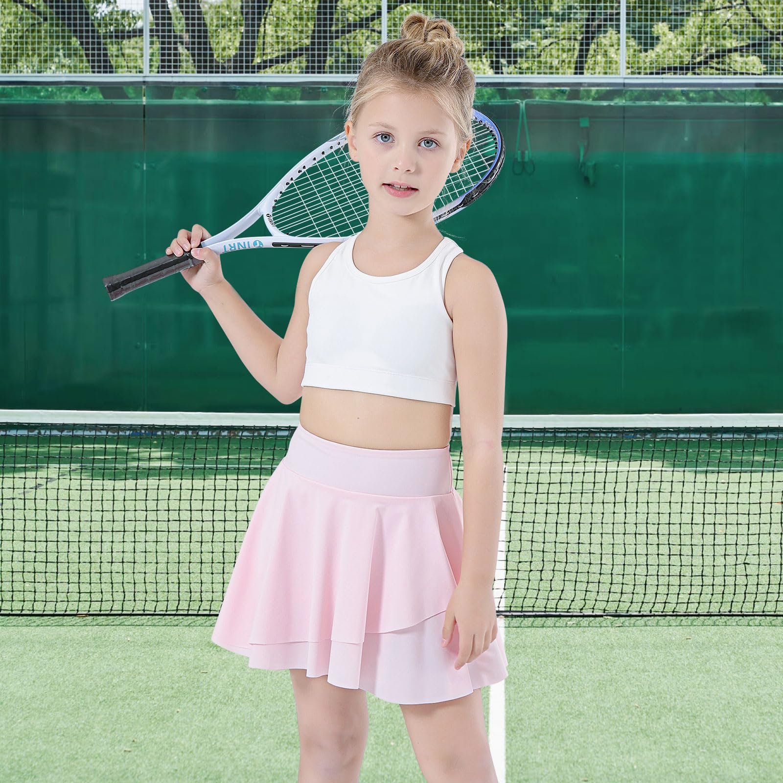 Bezioner Faldas Tenis Niña Plisada Falda Pantalon Deporte con Interior Shorts y Bolsillos Golf Pantalones con Falda para Niñas