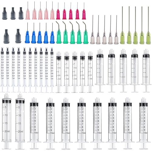 Paquete de 30 dispensadores de pegamento de 0.0 fl oz, 0.1 fl oz, 0.2 fl oz, 0.3 fl oz, 0.7 fl oz con 14ga, 16ga, 18ga, 20ga, 22ga, 25ga accesorios