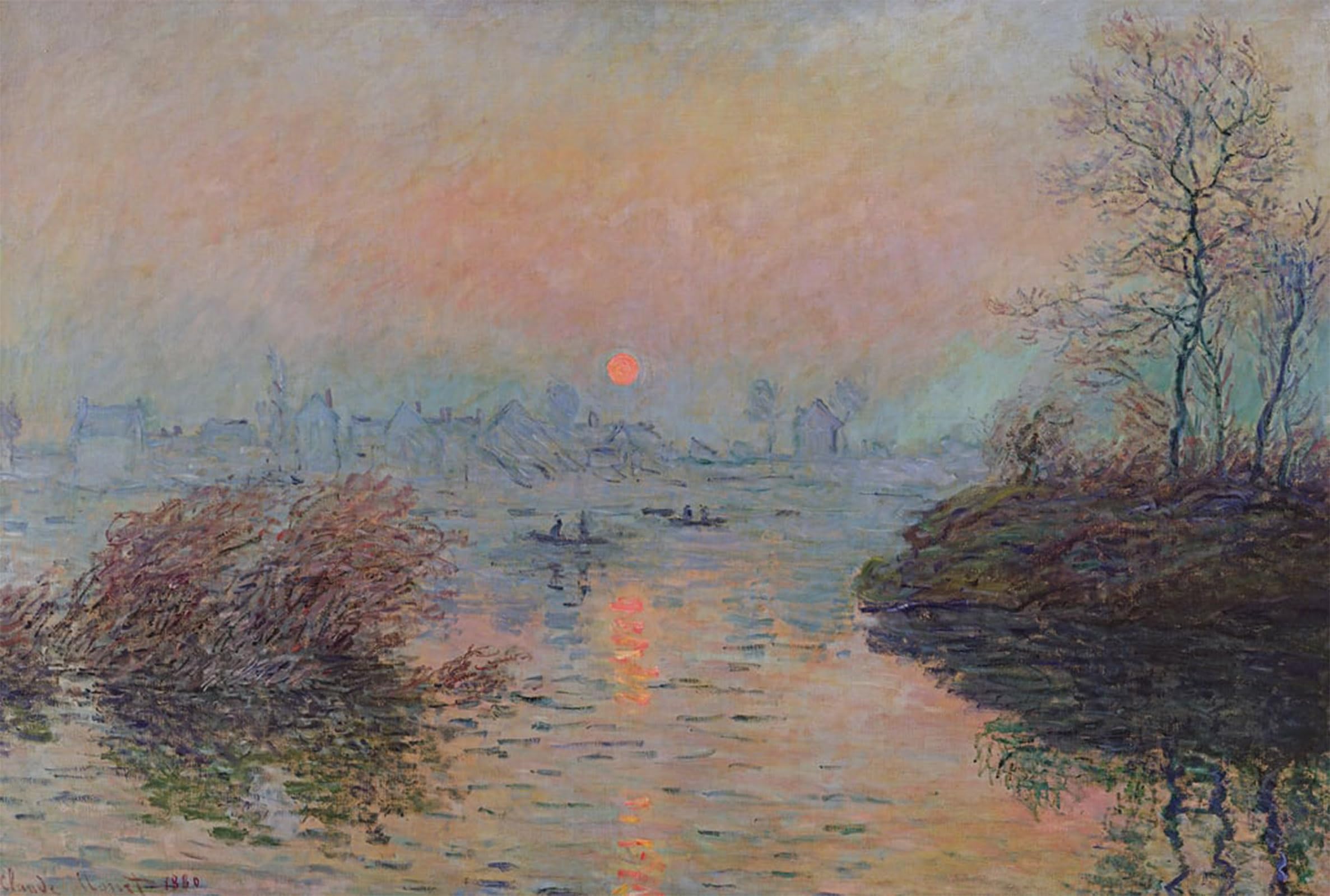 Cuadro Monet para paredes vacías lienzo Atardecer en el Sena 60x90cm 5
