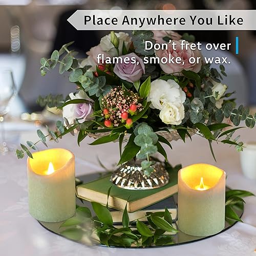 Miniatura 6 de FURORA LIGHTING Paquete de 1 vela LED cristalizada de cera real verde (3 pulgadas de profundidad x 4 pulgadas de alto) para decoración del hogar,