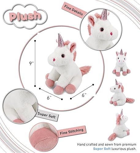Miniatura 3 de DolliBu Peluche de unicornio blanco – Unicornio suave para abrazar, adorable juguete de peluche de unicornio para jugar, lindo regalo de fantasía