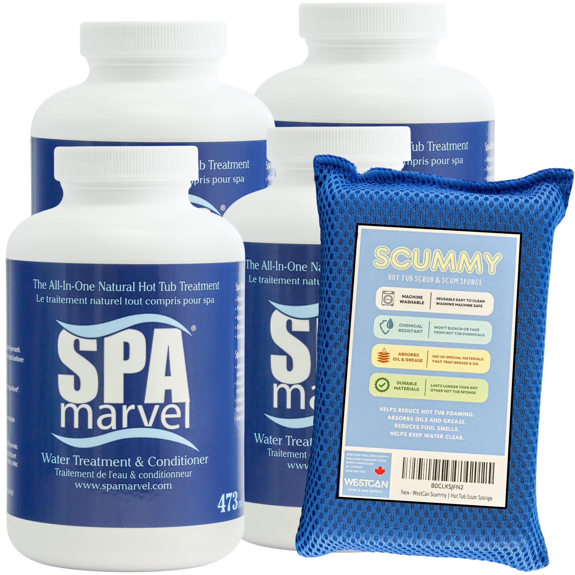 Spa Marvel | 1 Year Supply with Free SCUMMY Hot Tub Scum Sponge