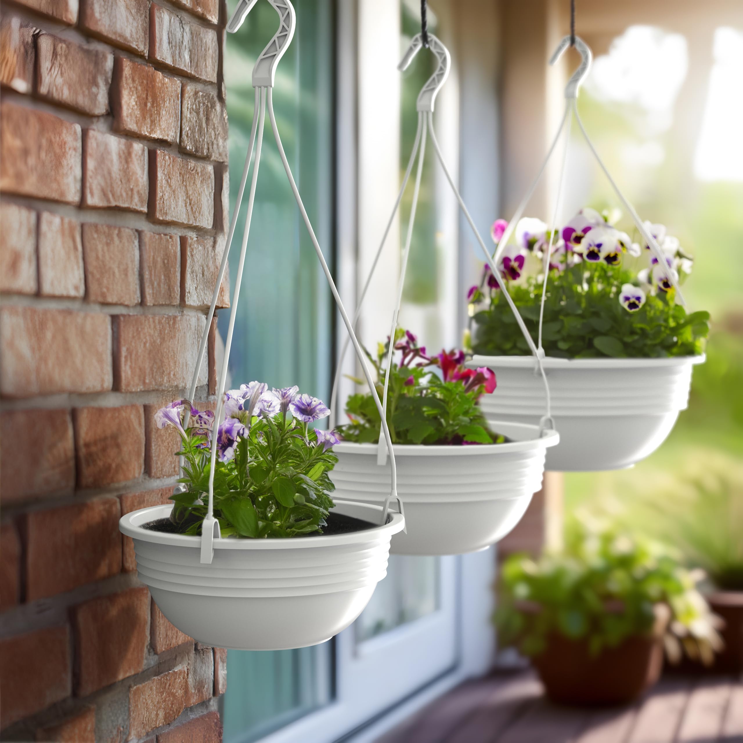 Plastard Blumenampel 32 cm Durchmesser Pflanzschale Farbe Weiß Kunststoff Blumenschale für Innen und Außen Deko Schale zum hängen witterungs- und frostbeständig