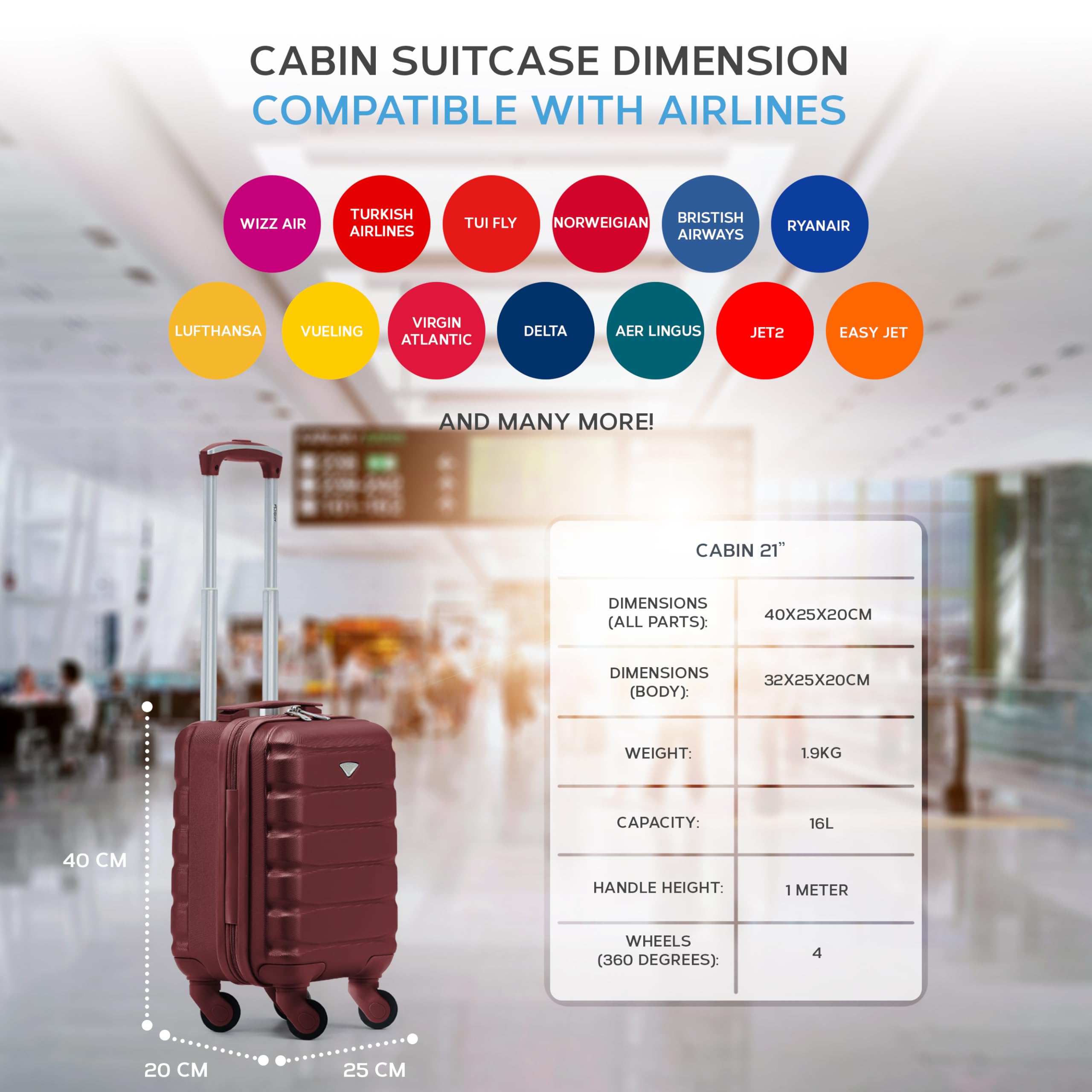 Flight Knight Valigia Rigida Leggera Per Bambini Con 4 Ruote - Approvata Senza Ulteriori Costi Per Easyjet, Ryanair E Molte Altre - Bagaglio a Mano Cabina Per Bambini Bagaglio a Mano 40x20x25 Cm