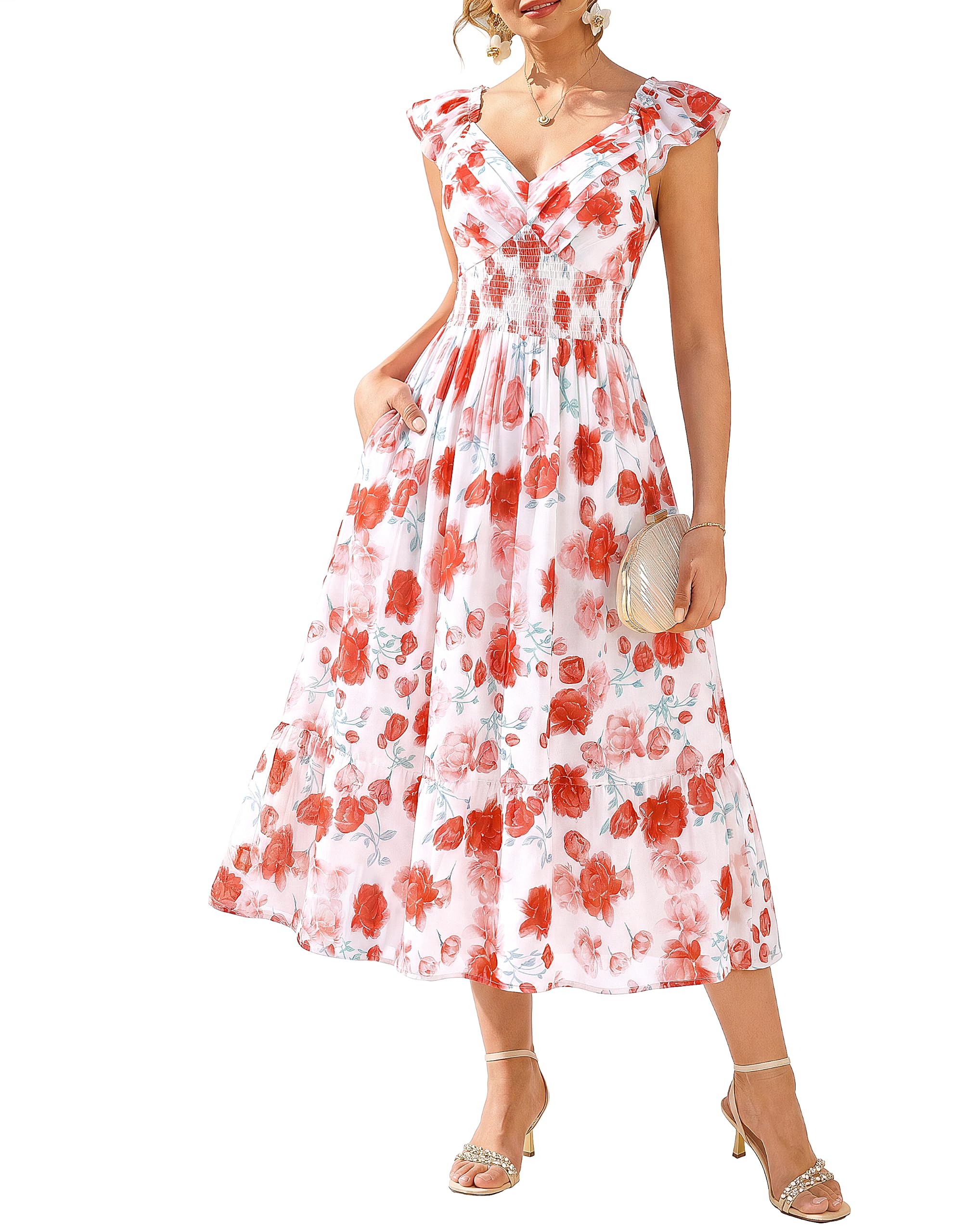 GRACE KARIN Women's Summer Floral Maxi Wedding Guest Dresses